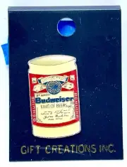Vintage Budweiser Beer Can Hat Pin Lapel Metal Enamel G3
