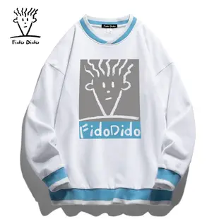 Fido Dido 衛衣男女通用男士女士印花襯衫長袖 Baju Sejuk Lengan Panjang