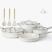 10Pcs Nonstick Cookware Set, Ciwete Tri-Ply Ceramics Cookware Set Kitchen Pots