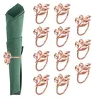 12 Pcs Napkin Rings Holders Leaf Napkin Holder Ring Dining Table Decor Rose Gold
