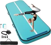 Quashley Air Gymnastics Mat 8 Inch Thick Gym Tumbling Mat With Two Velcro Connectors Flexible 10tf/13ft/16ft/20ft Inflatable Floor Mats for Training/Cheerleading/Home Electric Pump