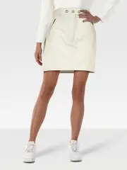 White Lambskin Leather Mini Skirt