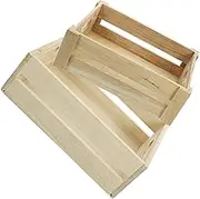 Zerodeko 2Pcs Wooden Crates Vintage Storage Box for Home Organization Rustic Decorative Crate for Country and Farmhouse Decor