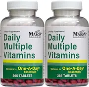 Daily Multiple Vitamins Compare to One A Day Essentials Multivitamin Multimineral Supplement 365 Tablets per Bottle Pack of 2 Total 730 Tablets