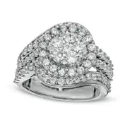 2.0 CT. T.W. Composite Natural Diamond Bypass Multi-Row Split Shank Engagement Ring in Solid 10K White Gold