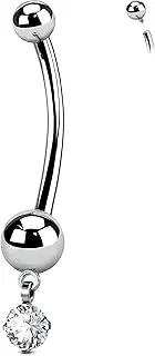 [OUFER Body Piercing] Belly Bars Titanium Navel Piercing Jewellery 14G Belly Button Bars Internally Navel Bars Dangle Belly Button Ring 10/12/14/16 mm Navel Piercings