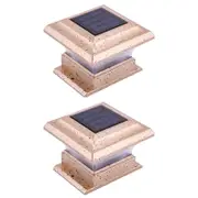 2Pcs Outdoor Solar Lamp Solar LED Post Cap Light -White