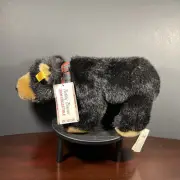 Steiff 2009 Teddy Bauer Black Bear Eddie Bauer Plush with Tags Ear Button Scarf