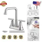 Modern Brushed Nickel Bathroom Faucet with Pop-Up Drain and 360 Swivel Spout