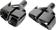 Y Style Black Stainless Steel Modified Dual Exhaust tip Nozzles Compatible For Benz W212 W204 W221 CLASS E/C/S C63 E63 S63 With AMG Logo(Black)