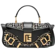 $2450 BALMAIN New Blaze Leather Clutch Jacquard Monogram w Shoulder Strap