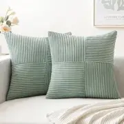 Corduroy Pillow Covers Pack of 2 Boho 16" x 16" (Pack of 2) Greyish Green