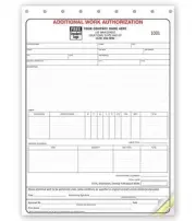 250 Additional Work Authorizations - Carbonless / Nebs Deluxe # 273