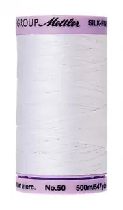 Mettler Silk-Finish 50wt Weight Cotton Thread White 547 Yds 9104-2000