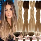 Thick 60PCS Tape In Russian Human Hair Extensions Remy Skin Weft Highlight Blond