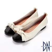 在飛比找momo購物網優惠-【DN】平底鞋_雙色拼接平結造型真皮平底娃娃鞋(白)