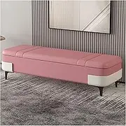 Bed End Bench Leathers Storage Bench, Modern Bedroom Bench, Upholstered Entryway Bench, Indoor Bench for Living Room/End of Bed Bedroom Bench(Pink)