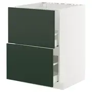 METOD / MAXIMERA base cab f sink+2 fronts/2 drawers, white/Havstorp deep green, 60x60x80 cm