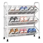 3 Tier Shoe rack for closet Mesh fabric narrow Metal shoe racks, Small Shoe S...