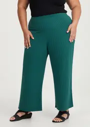 [Taking Shape] Taking Shape Ribbed Wide Leg Pant Size 16 in Green - Plus Size Women's Bottoms Green