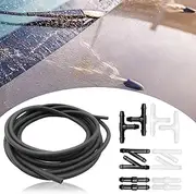 NTNEV Windshield Washer Hose Kit, 4 Meter Universal Washer Fluid Hose with 12 Pcs Hose Connectors, Suitable for Most Car Windshield Fluid Tubing, black