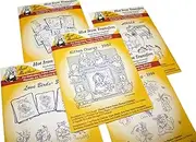 Aunt Martha's Iron On Transfer Patterns for Stitching, Embroidery or Fabric Painting, Cute Vintage Animal Patterns for Tea Towels or Quilting, Set of 5