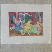 Hand Painted Needlepoint Canvas Kathy Tupper Painting Dinner Toters 1995