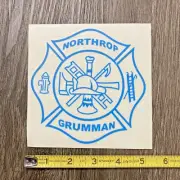 Vintage Northrop Grumman Fire Department Decal Sticker 5x5" Blue