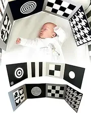 Black and White Baby Book - Samuel Sensory Fold-Out Tummy Time Book for High Contrast Baby Toys & Newborn Essentials - Developmental Baby Sensory Toys 0-6 Months - 100cm Thick Stand Up Board No. 1