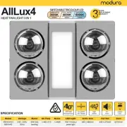 Modura AllLux4 Bathroom 3 in 1 Heater Fan Exhaust 16W Tricolour LED Panel Silver