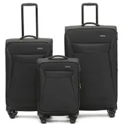 3pc Tosca Aviator 2.0 21" Carry On 28/32" Trolley Case Suitcase Luggage Black