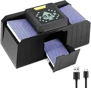 S SUNSBELL Electric Card Shuffler 2 Deck, Manual Automatic Poker Card Shuffler, USB Plug-in Or Aa Battery Operateinduction Type Card Deck Shuffler for Uno Phase 10 Blackjack Texas Hold'em