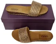 CARVELA Super Ladies Bronze Suede Flat Gemmed Strap Sandals EU 37 UK 4 MRRP £99