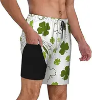 [AFHYZY] Mens Swim Trunks Short with Compression Liner 7 Inch Funny Bathing