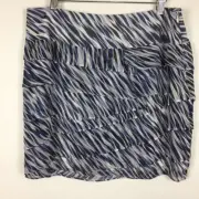 Ann Taylor Womens Mini Pencil Skirt Blue Black Zebra Lined Silk 10 New