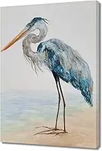 BATRENDY ARTS Heron Canvas Wall Art Beach Bird Painting Picture with Gold Foil Rustic Animal Artwork for Living Room Bedrroom Decor