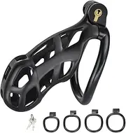 Male Cock Cage Chastity Device Tease Resin Chastity Locked Cage for Male Exercise Sex Factory (Black, 4 Rings)
