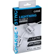 Crest Lightning to USB A Flat Cable White 2m each