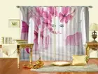 Peach Blossom Face Red 3D Curtains Blockout Photo Printing Curtains Drape Fabric