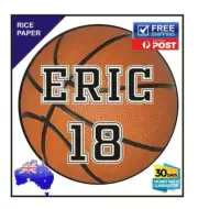 Basketball Edible Rice Paper Image birthday party cake topper round 19cm