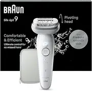 Braun Silk-épil 9 Epilator for Easy Hair Removal, Silky Smooth Skin, 9-011, White/Silver
