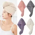 Towel Bath Hats with Button Dry Head Hair Towel Women