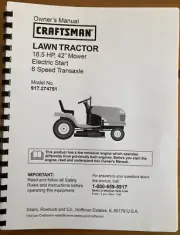 Owner’s Manual Sears Craftsman 18.5 HP Lawn Tractor 42” Mower - Model 917.274751