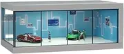 1:64 Parking lot Model Exhibition Hall Garage Scene with Light car Storage dustproof Display Box Ornaments Simulation Parking lot Mode(Blue)