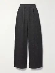 [LESET] LESET - Austyn Pleated Prince Of Wales Checked Alpaca-blend Wide-leg Pants - Charcoal - x large x large Gray