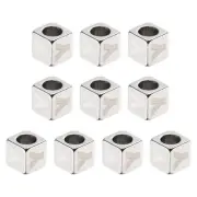 10Pcs Stainless Steels Letter Beads Alphabet Letter Y Cube Silver Dice Beads