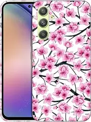 [SuzaCase] Back Case for Samsung Galaxy A54 5G, Galaxy A54 5G Case with Stylish Cherry Blossoms Watercolored Design Printed Cute, Sleek Durable Hardshell Protective Case/Cover for Samsung A54 5G