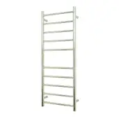Radiant 12VRTR430 Low Voltage Round Bar Heated Towel Rail - 430 x 1100mm - Mirror Polished Stainless Steel - Bottom Right/Top Left Wiring