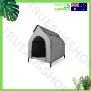 Large Dog Kennel Grey Canvas Look 90x65x85cm Powder Coated Frame Easy Assembly