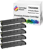 5-Pack Black Non-Genuine Toner Cartridge for Kyocera TK-8309K TK8309K (25,000 Pages) for TASKalfa 3050ci TASKalfa 3051ci TASKalfa 3550ci TASKalfa 3551ci